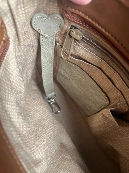 Brighton Eva Woven Straw Tote Shoulder Crossbody Bag with Brown Leather Trim - Picture 11 of 16